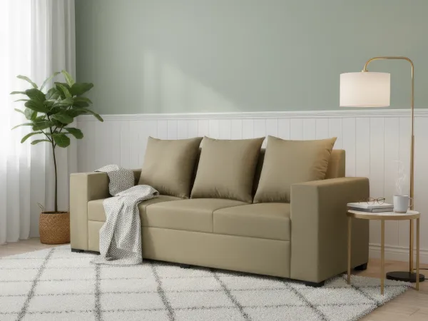 Hugo Upholstered 3 Seater Sofa in Beige Color